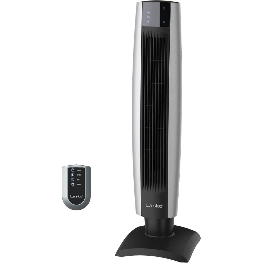 image:imageLasko Wind Tower Oscillating Tower Fan Remote Control Timer 3 Quiet Speeds for Bedroom Living Room and Office 38 Gray 2519Black