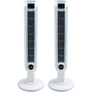 Lasko 36″ 3 Speed Programmable Oscillation Tower Fan w/Remote, White (2 Pack)