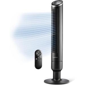 Lasko Apex Tower Fans Oscillating Quiet 42″ – 29 ft/s Airflow, 28 dB, 90° Oscillation, 12H Timer, Air Filter for Hair & Dust, Remote, Black, Floor Fans for Home Bedroom, RST200