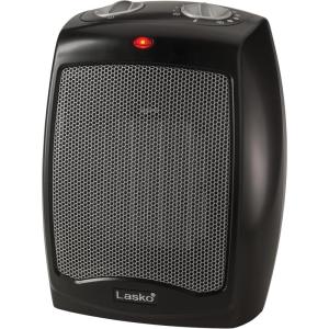 Lasko CD09250 Ceramic Adjustable Thermostat Tabletop or Under-Desk Heater, 9 Inches High, Black(9 Inches High)