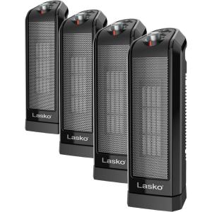 Lasko CT14650 Small Portable 1500W Oscillating Electric Ceramic Space Heater with Manual Thermostat and Overheat Safety Protection for Indoor Home Use(15.7 inches (Pack of 4))
