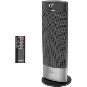 Lasko Ellipse Ceramic Tabletop Heater for Home with Tip-Over Switch, Child Lock, Digital Display, Thermostat, AutoECO Mode, Wide Oscillation, Remote, For Bedroom, Office, Den, 1500W, Black, CD12950(18″)