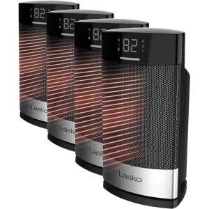 Lasko Ellipse Ceramic Tower Heater for Home with Tip-Over Switch, Digital Display, Thermostat, Wide Oscillation, Remote, Timer, For Bedroom, Office, Living Room, Den, 24 Inches, 1500W, Black, CT24950(12″ (Pack of 4))