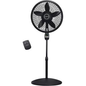 Lasko Oscillating Cyclone Pedestal Fan, Adjustable Height, Timer, Remote Control, 3 Speeds, for Bedroom, Living Room, Home Office, 18″, Black, 1843
