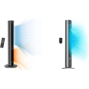 Lasko Oscillating Tower Fan Space Heater Combo with Remote, 48″ Tower Fan, Adjustable Thermostat, Timer, Night Mode, 3 Heats, 4 Fan Speeds