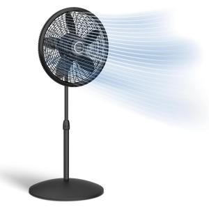 Lasko Pedestal Fan, Oscillating Fan for Bedroom with Adjustable Height and 3 Cooling Speeds, Portable, 18″, Black, 1827