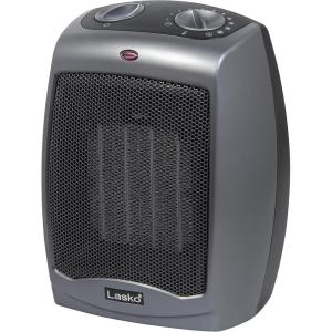 Lasko Portable Indoor Electric Ceramic Space Heater with Tip-Over Safety Switch, Overheat Protection and Thermostat, 2 Speeds, Safe for Home, 9.2 Inches, Dark Gray, 1500W, 754201(9.2 Inches – With Tip-Over Switch)