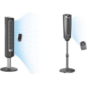 Lasko Wind Tower Oscillating Tower Fan, Remote Control, Timer, 3 Quiet Speeds, for Bedroom, Living Room and Office, 38″ Gray, 2519(Gray)