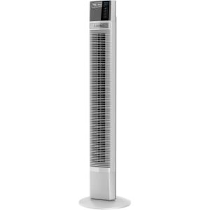 Lasko Works with Alexa Oscillating Tower Fan, Voice Controlled, 4 Quiet Speeds, Sleep Mode, Timer, Bedroom, Living Room, 48″, White, T48401(with Alexa)