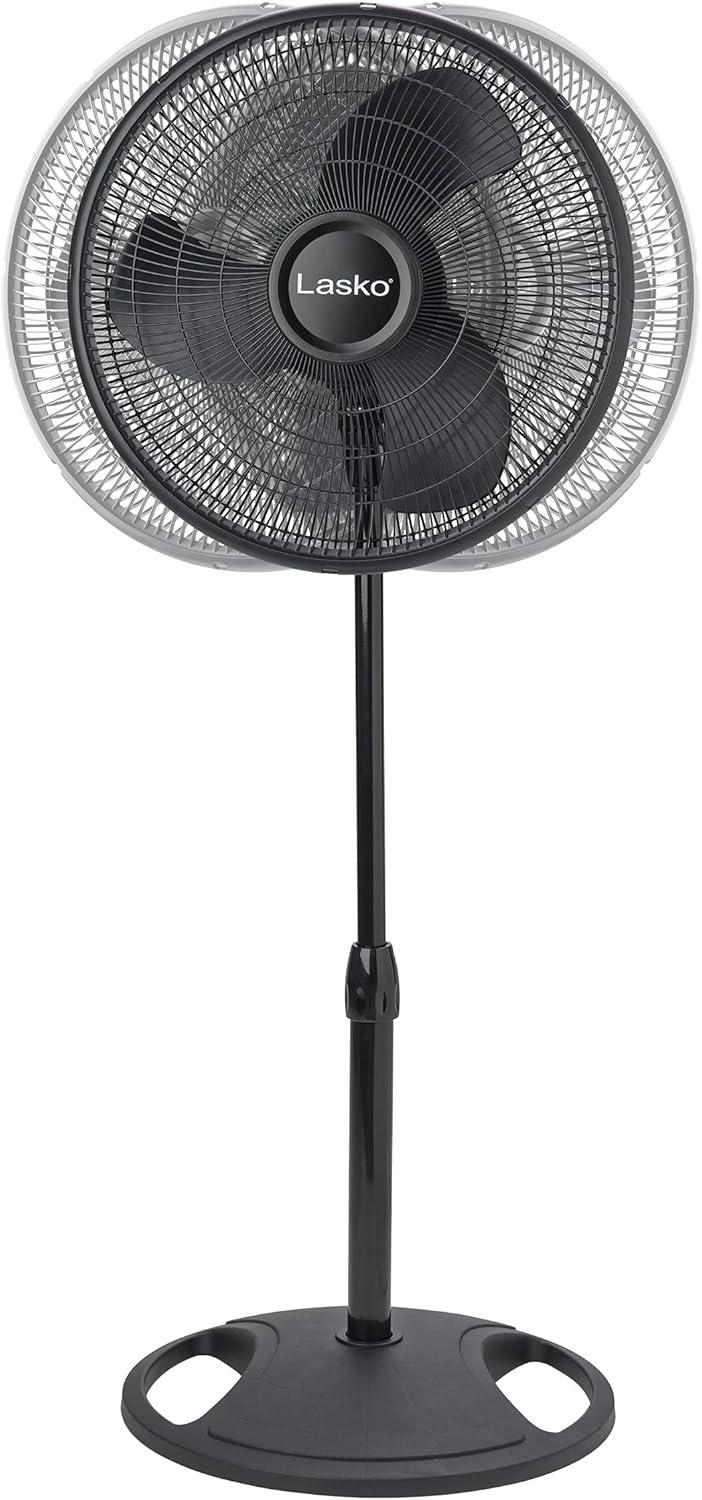 image:imageLasko 2521 16 Inch 3Speed Quiet Adjustable Tilting WideArea Oscillating Standing Pedestal Fan for Bedroom Kitchen Home and Office BlackBlack