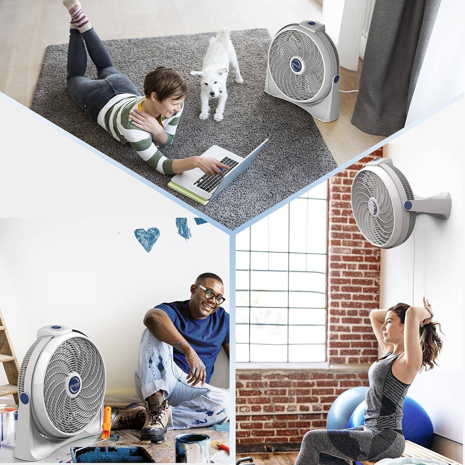 image:imageLasko 3520 20 Inch 3Speed Cyclone Air Circulator Portable FullTilt Pivoting Floor or Wall Mount Fan for Large Rooms and Office White