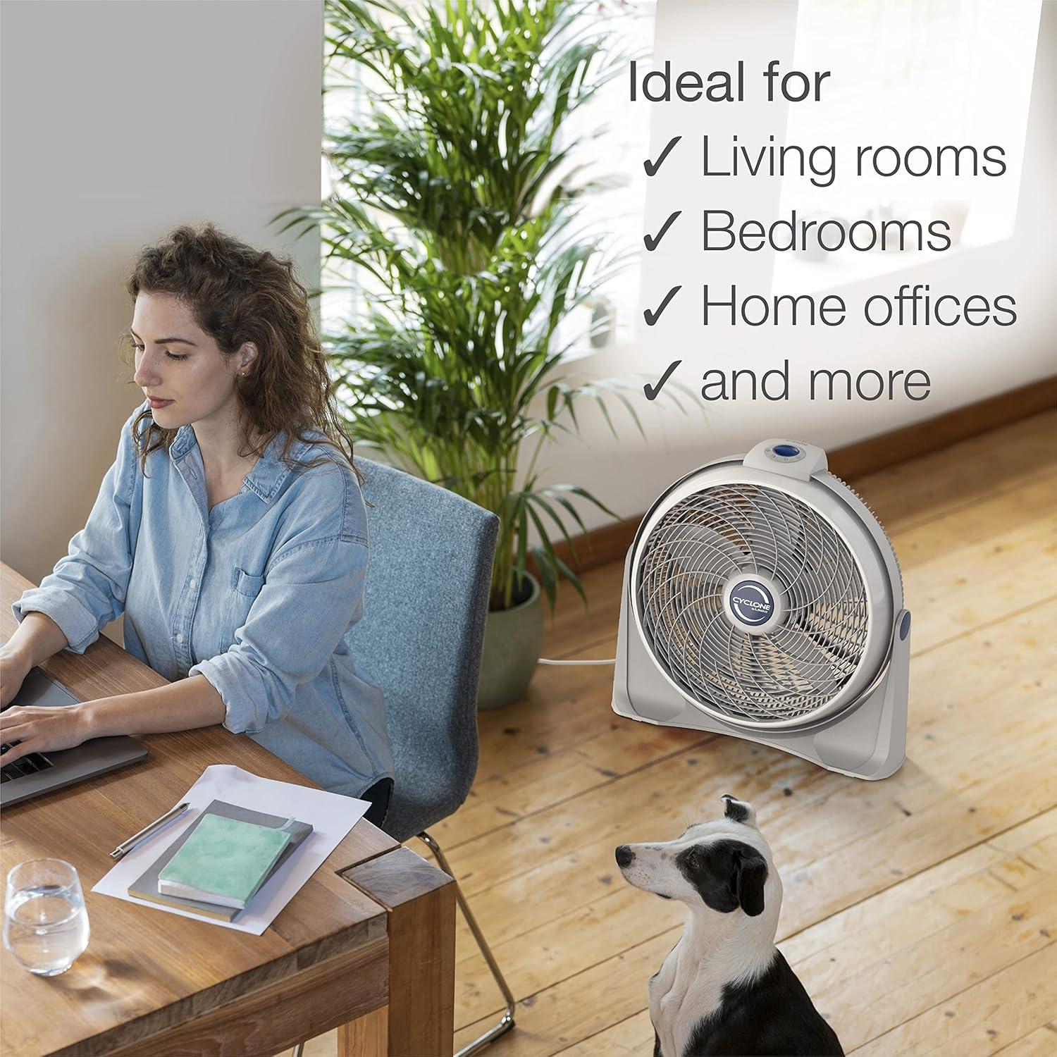 image:imageLasko 3520 20 Inch 3Speed Cyclone Air Circulator Portable FullTilt Pivoting Floor or Wall Mount Fan for Large Rooms and Office White