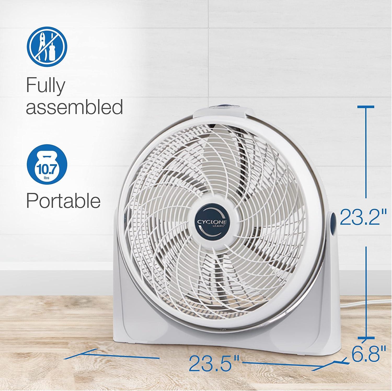 image:imageLasko 3520 20 Inch 3Speed Cyclone Air Circulator Portable FullTilt Pivoting Floor or Wall Mount Fan for Large Rooms and Office White