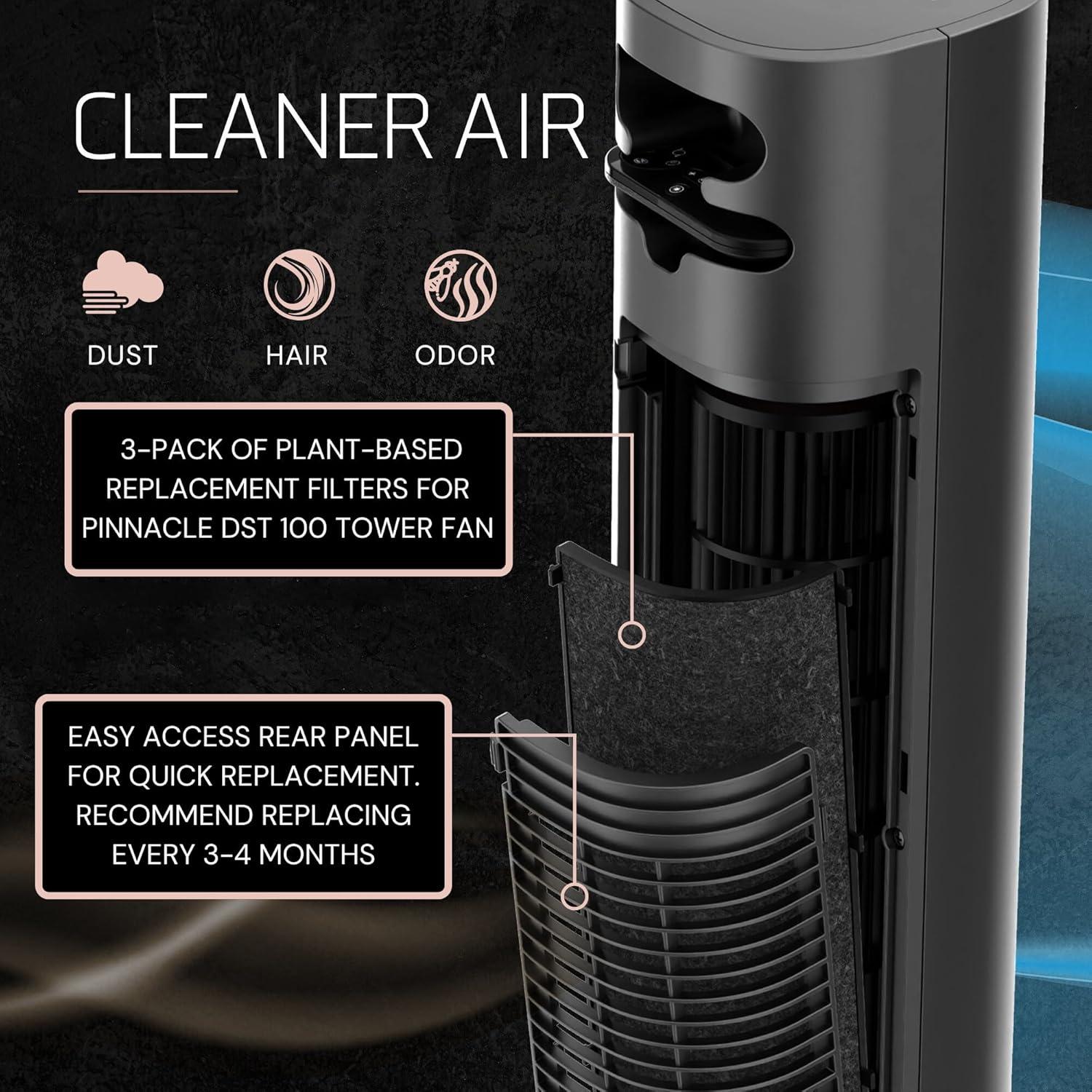 image:imageLasko Filter Replacement 3 Pack for DST100 Pinnacle Tower Fan PlantBased Filters Remove Hair Dust VOCs and Odors from Home Black 21 CXF42