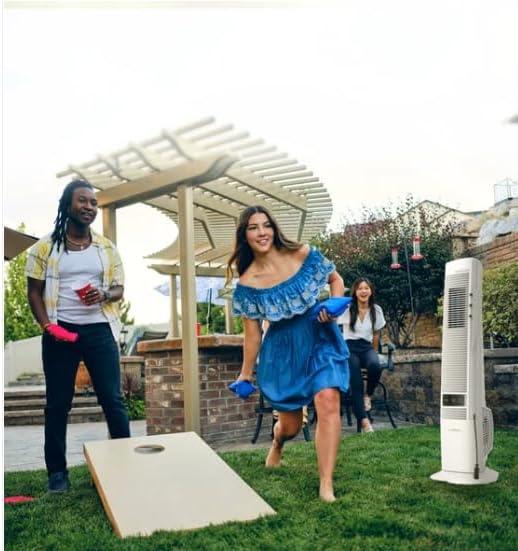 image:imageLasko Misto Outdoor Misting Tower Fan 4Speeds Internal Oscillation for Decks Patios and Porches Black YF321 Large