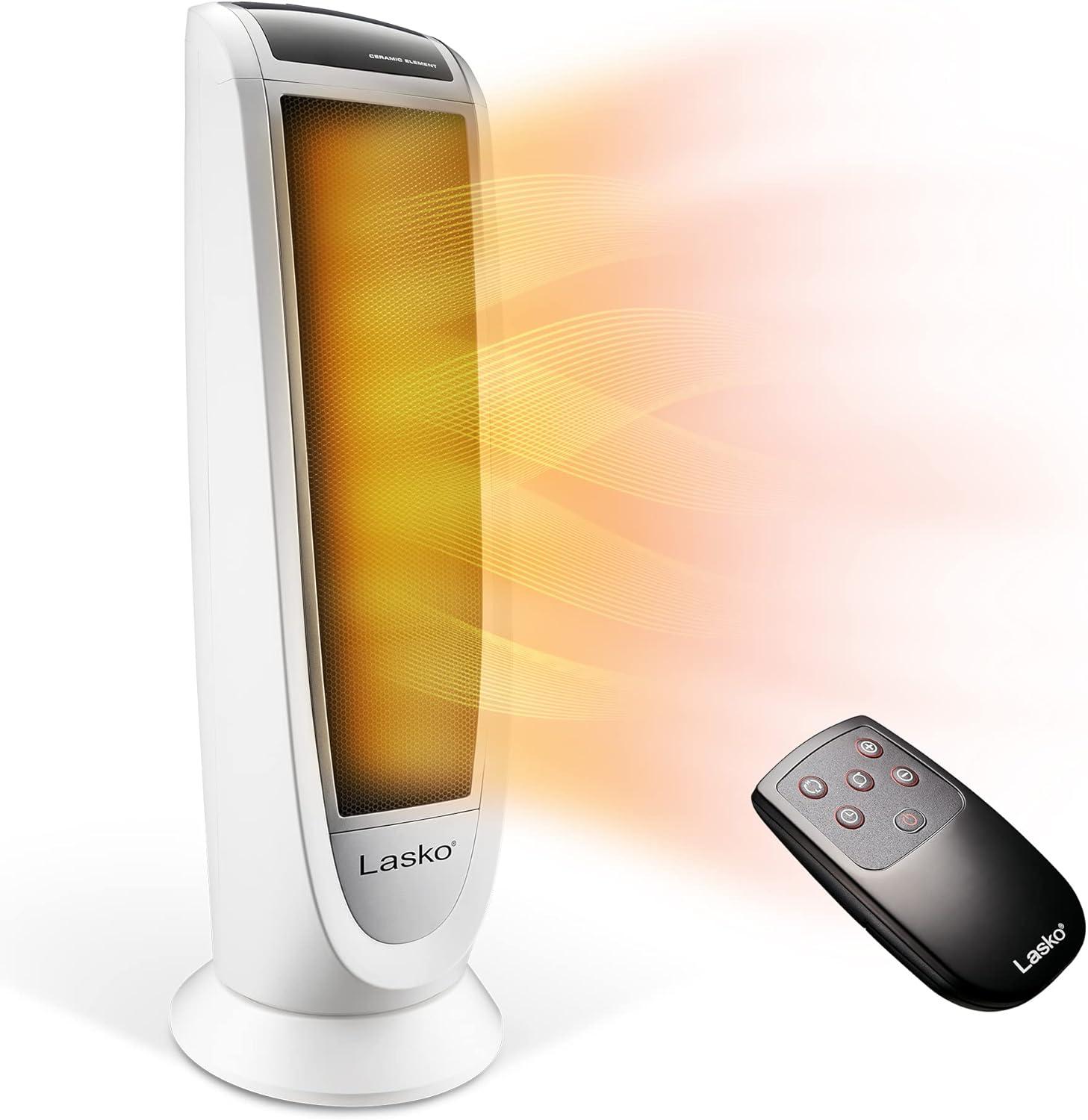 image:imageLasko Oscillating Digital Ceramic Tower Heater 2275 Inches 1500W White 5165 amp CD08200 Small Portable Ceramic Space Heater for Bathroom and Indoor Home Use White 625 x 625 x 765 inches