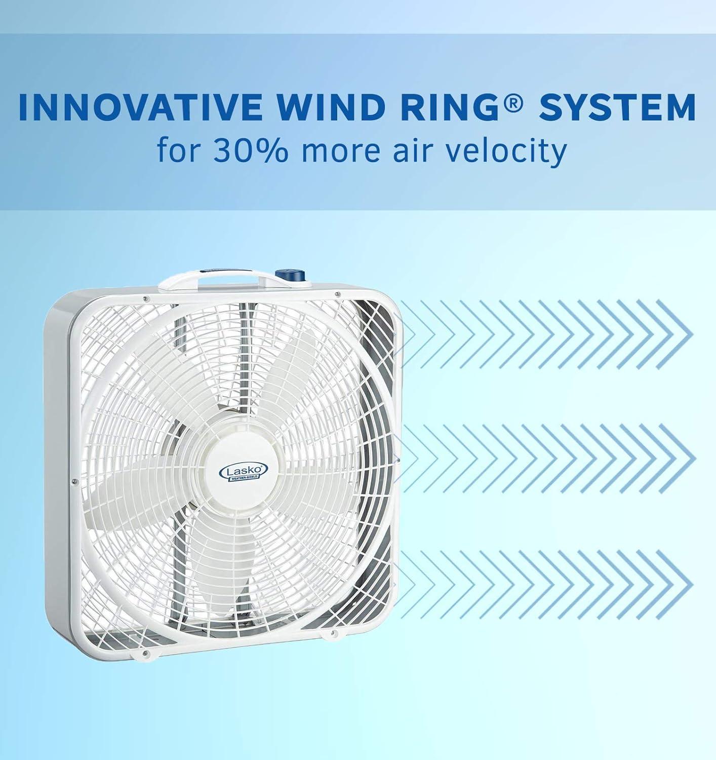 image:imageLasko Oscillating Digital Ceramic Tower Heater for Home with Adjustable Thermostat amp 20 WeatherShield Performance Box FanFeatures Innovative Wind Ring System for Up to 30 More Air 20 Inch 3720