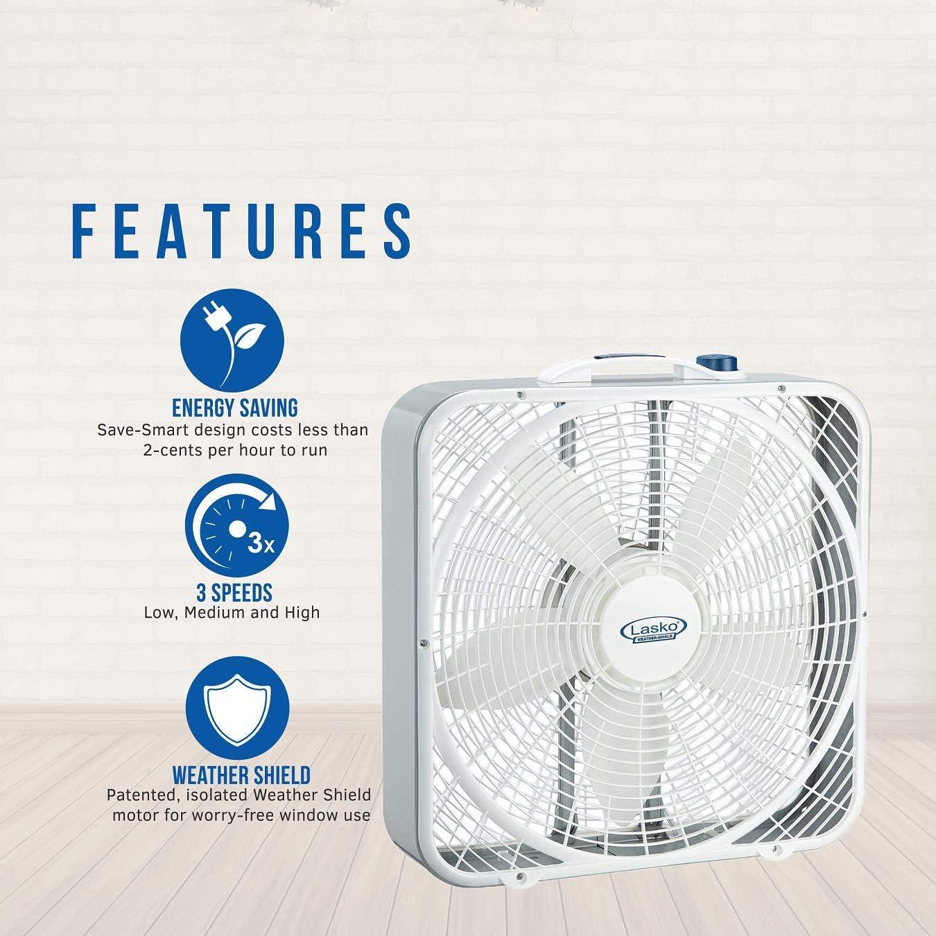 image:imageLasko Oscillating Digital Ceramic Tower Heater for Home with Adjustable Thermostat amp 20 WeatherShield Performance Box FanFeatures Innovative Wind Ring System for Up to 30 More Air 20 Inch 3720
