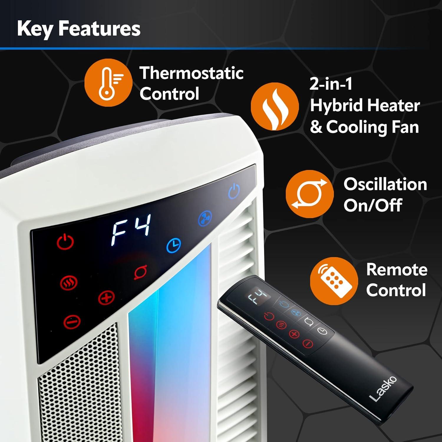 image:imageLasko Oscillating Hybrid Fan and Space Heater Bundle Lasko Ceramic Tower Heater