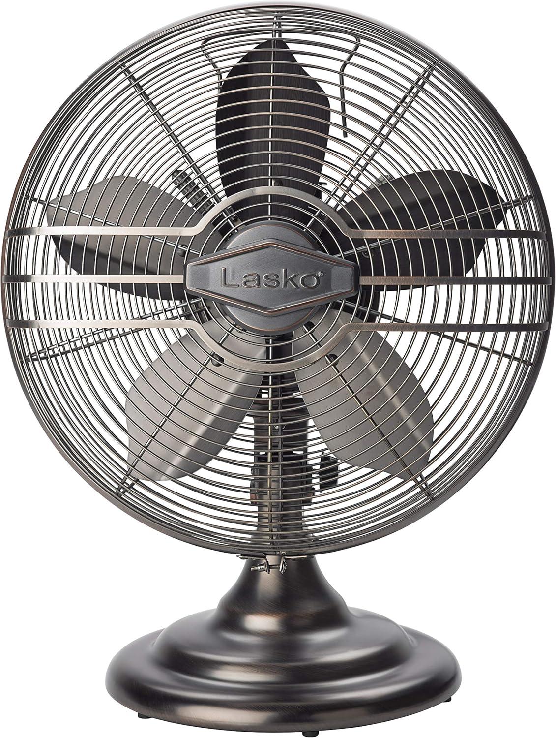 image:imageLasko Oscillating Table Top Fan Portable 3 Quiet Speeds for Bedroom Kitchen and Office 17 Bronze R12210Electric Fan