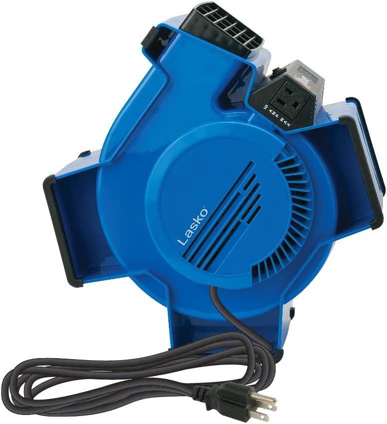 image:imageLasko XBlower High Velocity Pivoting Utility Blower Fan for Cooling Ventilating Exhausting and Drying 6 Position 3Speed Floor Fan with AC Outlet Circuit Breaker USB Port 11x9x12 Blue X12905Fan