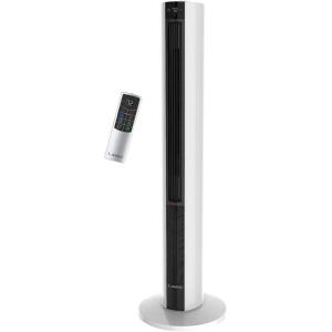 Lasko 1500W Oscillating All Season Tower Fan and Space Heater w/4 Quiet Fan Speeds, 3 Heat Settings, Auto-off Timer, & Remote for Home & Office, Black(Black White)