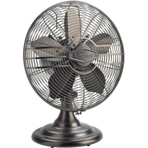 Lasko Oscillating Table Top Fan, Portable, 3 Quiet Speeds, for Bedroom, Kitchen and Office, 17″, Bronze, R12210(Electric Fan)