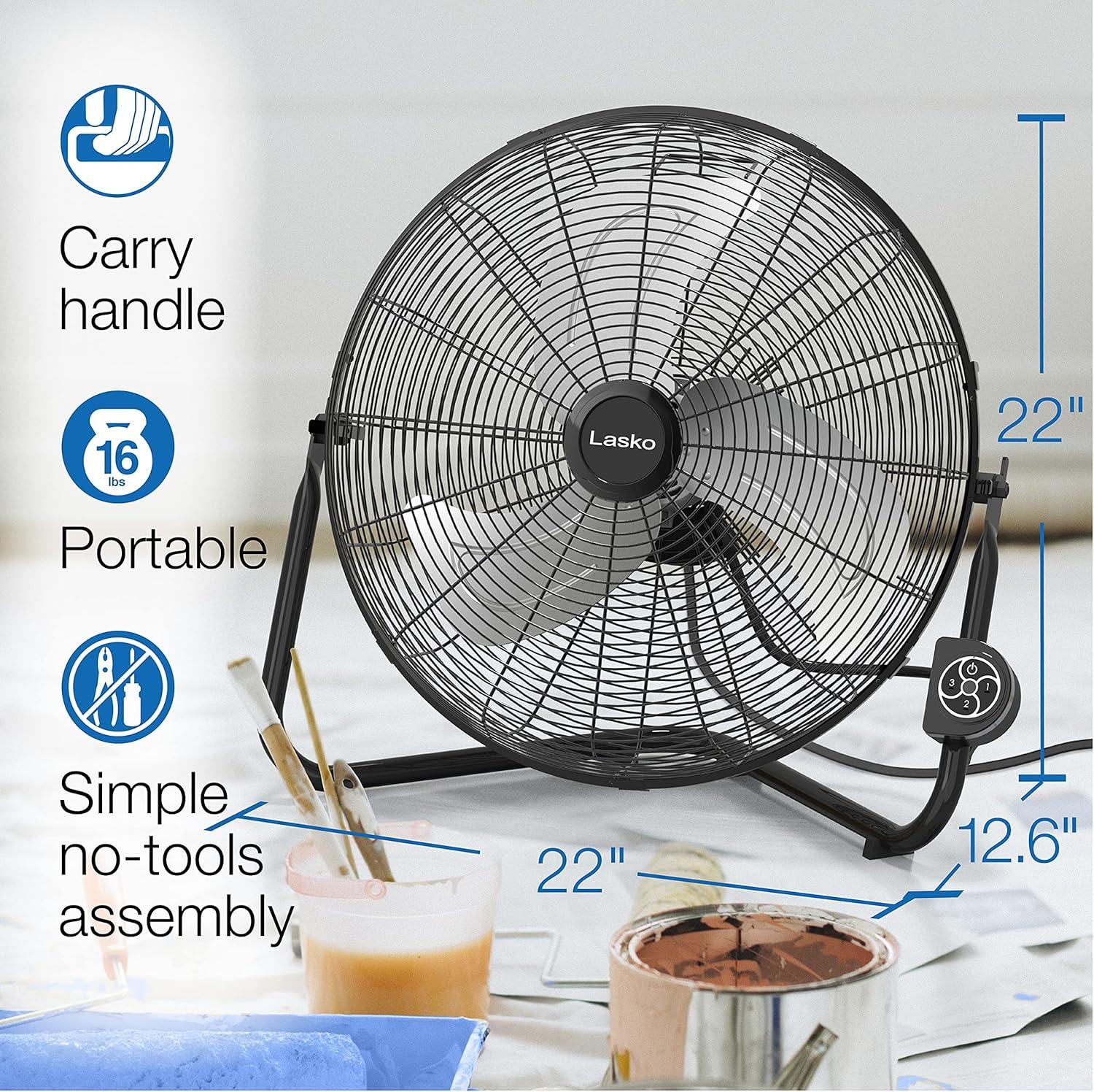 image:imageLasko 20 Black High Velocity Wall Mount Fan with Pivoting Head 3 Speeds Remote Control Ideal Wall Mount Fan or Floor Fan for Home Garage Attic H20660Black