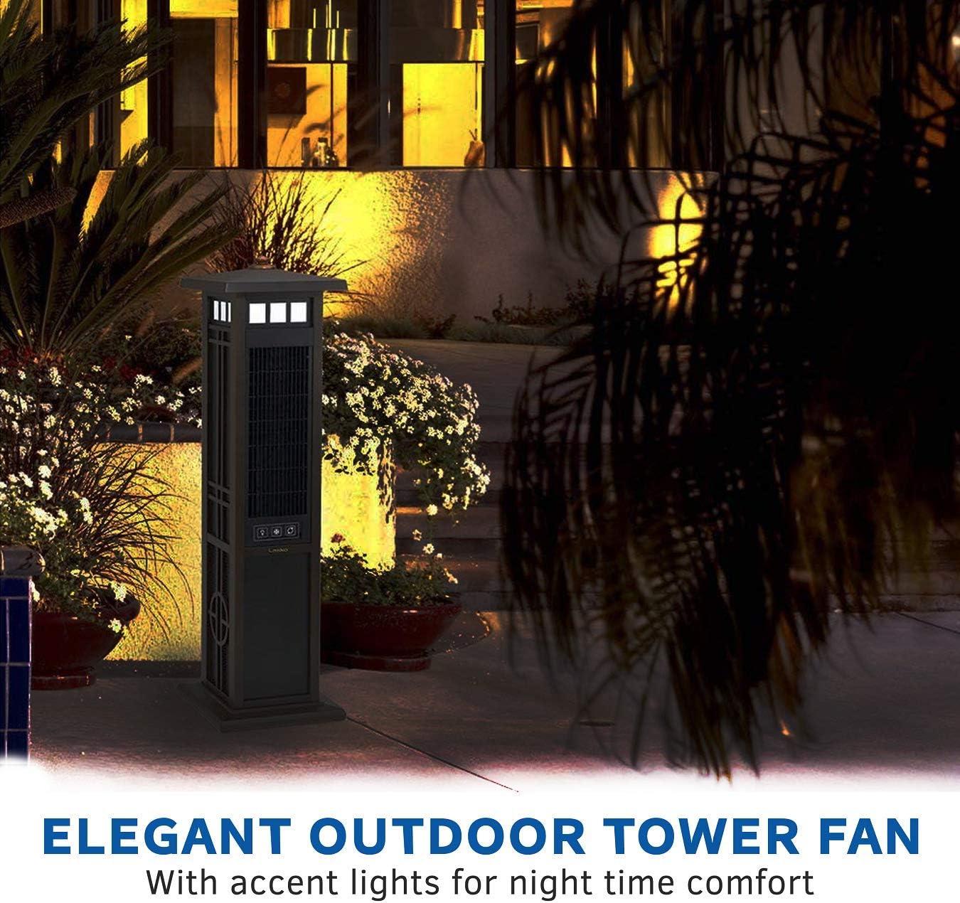 image:imageLasko 4890 Elegant Living Fan with Remote ControlFeatures Accent Lighting and Widespread OscillationPerfect for Outdoor Patios Decks or Balconies Brown