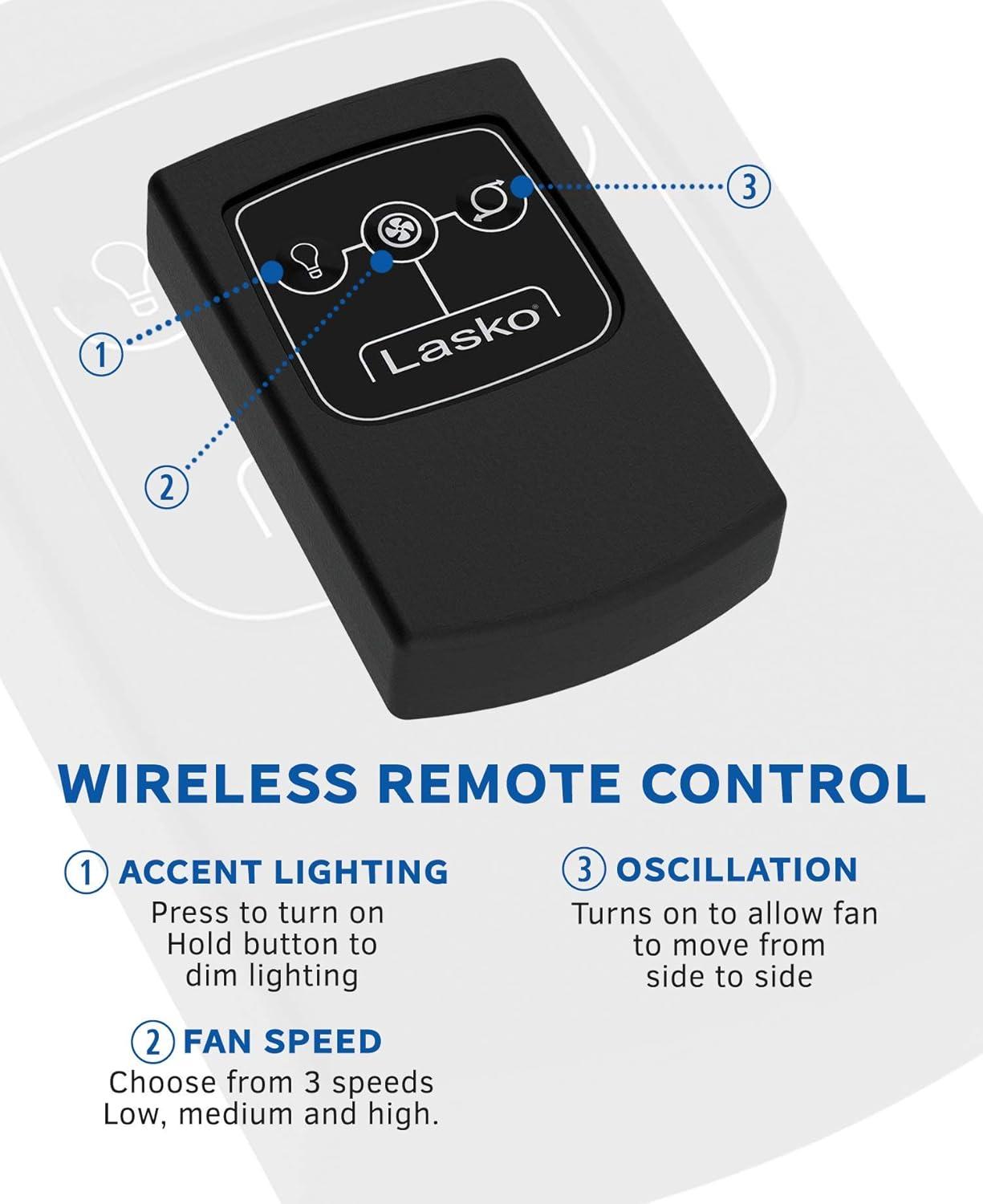 image:imageLasko 4890 Elegant Living Fan with Remote ControlFeatures Accent Lighting and Widespread OscillationPerfect for Outdoor Patios Decks or Balconies Brown