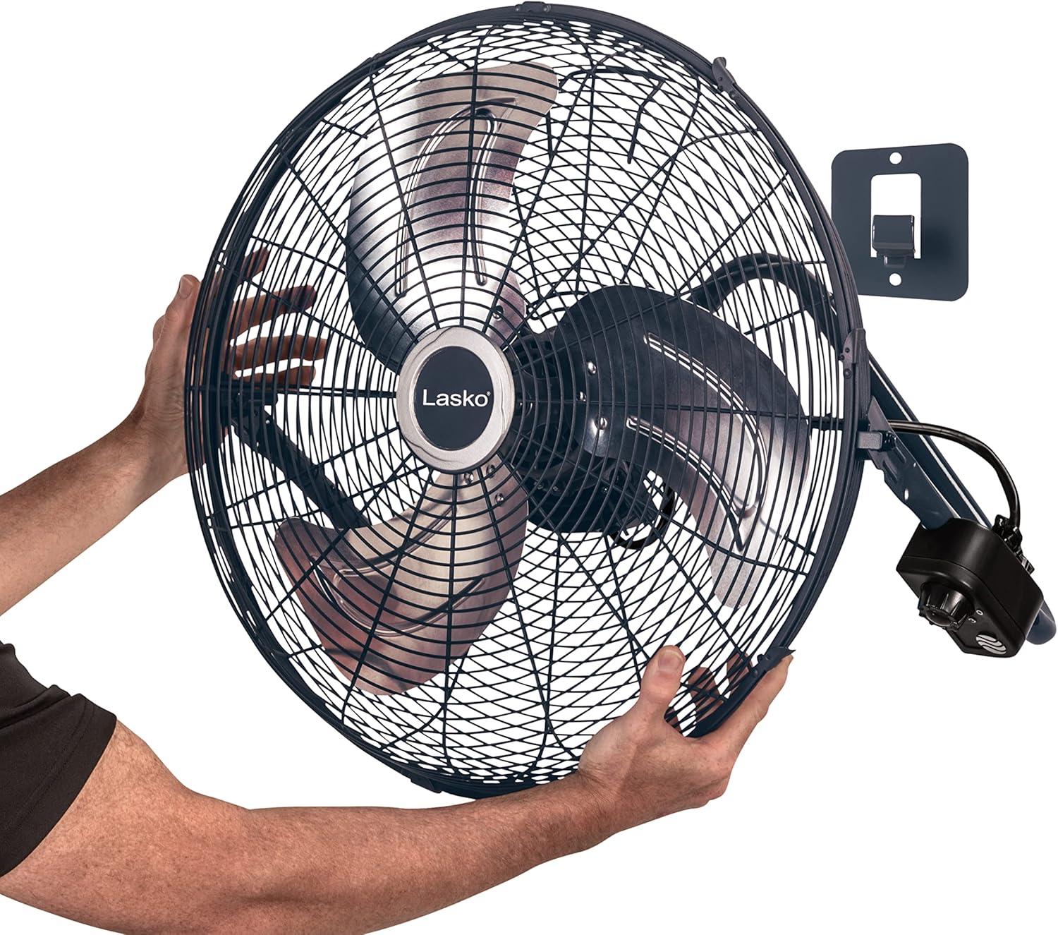 image:imageLasko High Velocity Fan with QuickMount for Floor or Wall Mount Use 3 Powerful Speeds for Garage Shop Attic 20 SilverBlack H20610