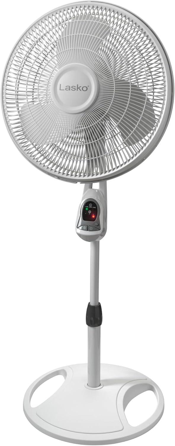 image:imageLasko Oscillating Adjustable Pedestal Stand Fan with Timer and Remote for Indoor Bedroom Living Room Home Office amp College Dorm Use 16 Inch White 1646White