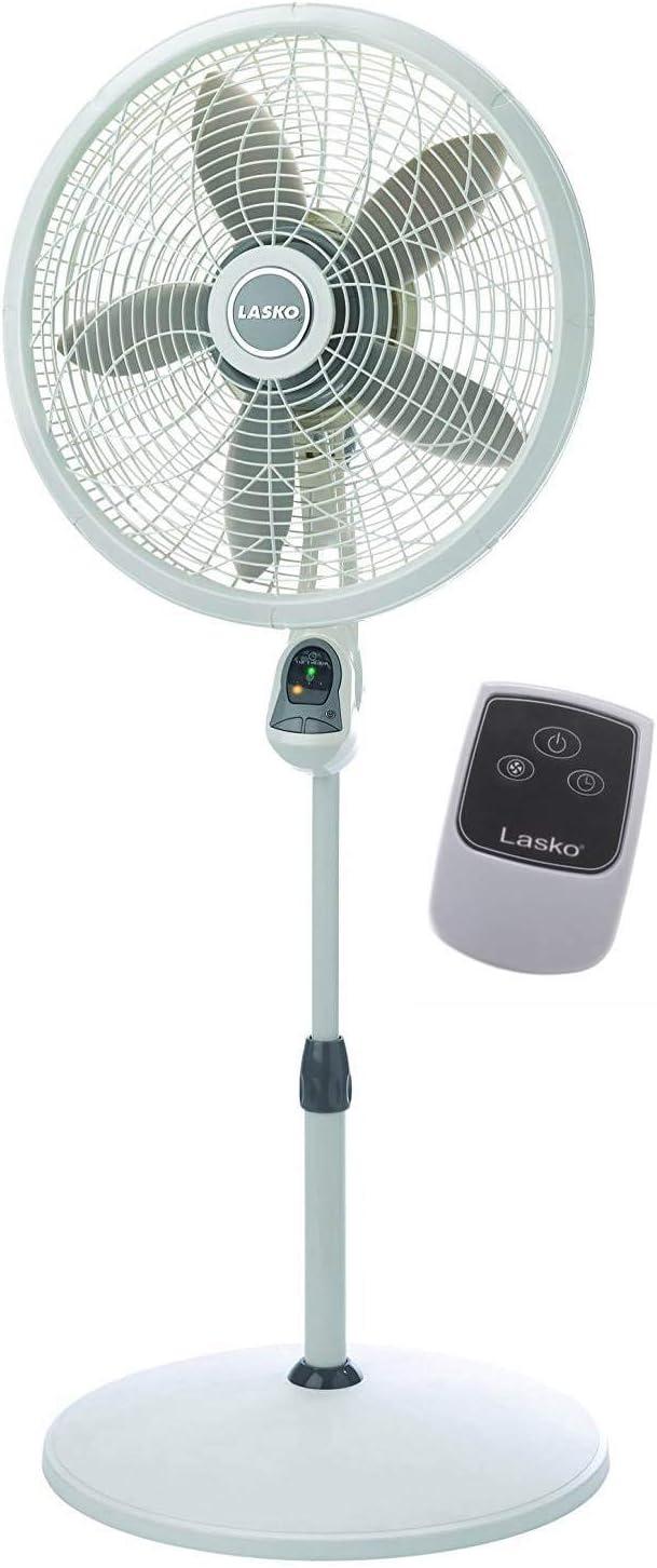 image:imageLasko Oscillating Adjustable Pedestal Stand Fan with Timer and Remote for Indoor Bedroom Living Room Home Office amp College Dorm Use 16 Inch White 1646White