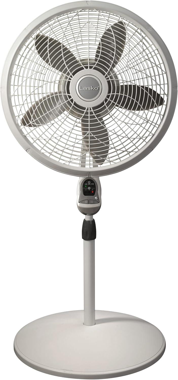 image:imageLasko Oscillating Adjustable Pedestal Stand Fan with Timer and Remote for Indoor Bedroom Living Room Home Office amp College Dorm Use 16 Inch White 1646White