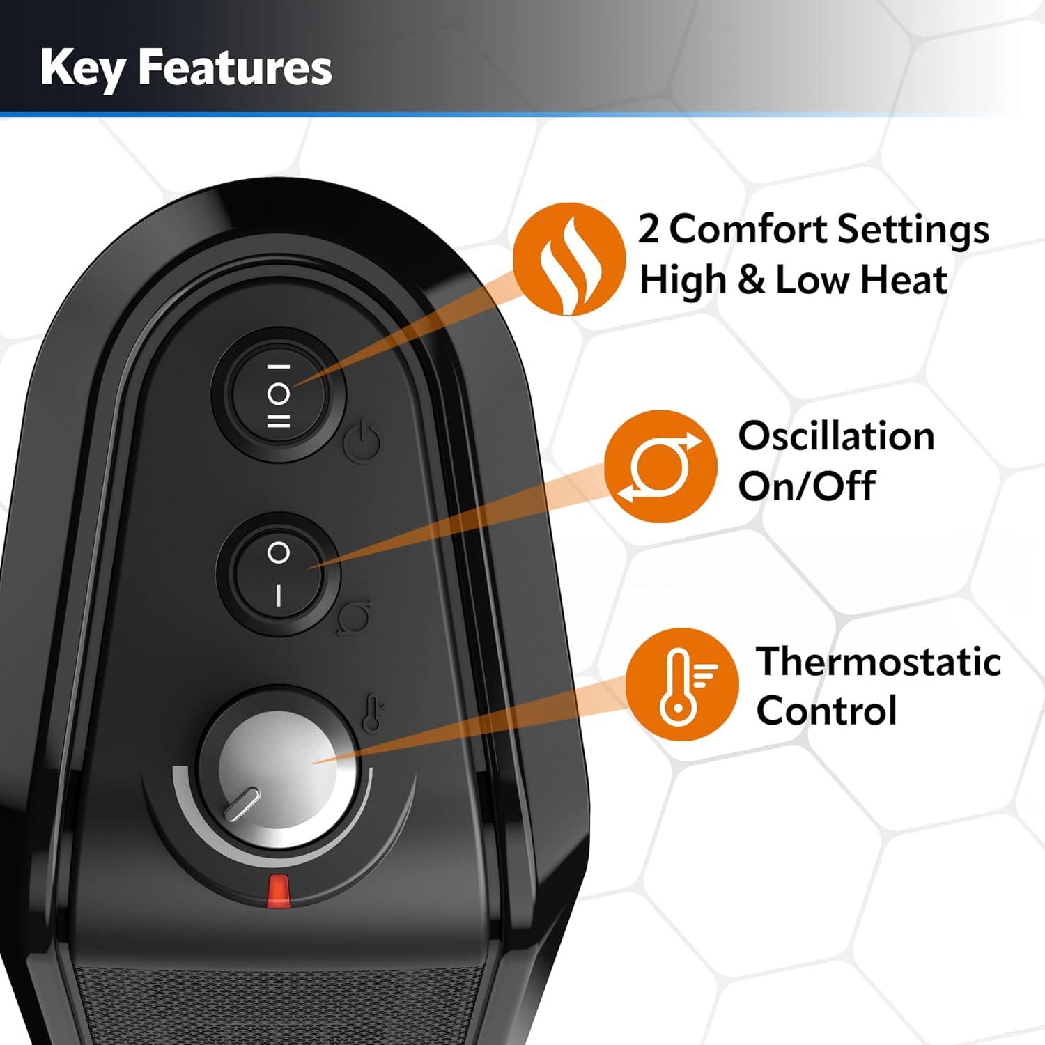 image:imageLasko Oscillating Ceramic Space Heater for Home with Overheat Protection Thermostat and 3 Speeds amp Oscillating All Season Tower Fan and Space Heater in One for Home with Adjustable Thermostat