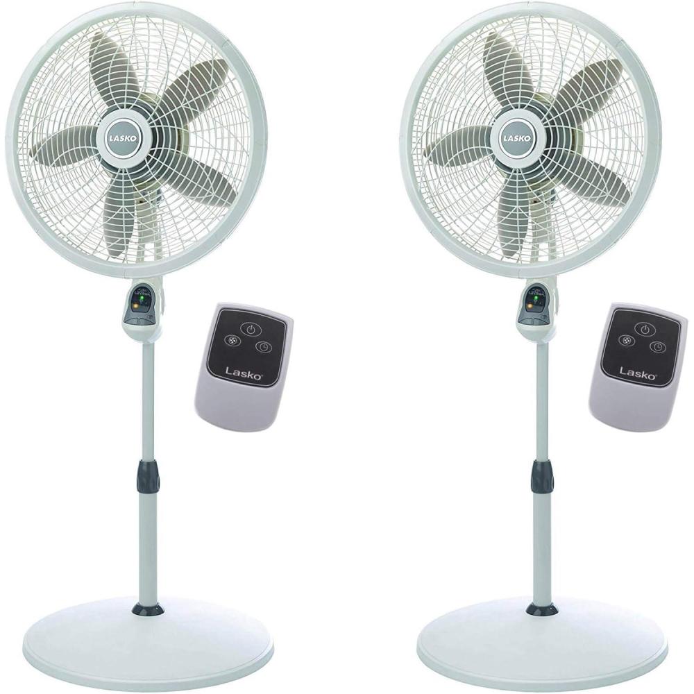 image:imageLasko Oscillating Adjustable Pedestal Stand Fan with Timer and Remote for Indoor Bedroom Living Room Home Office amp College Dorm Use 16 Inch White 1646White