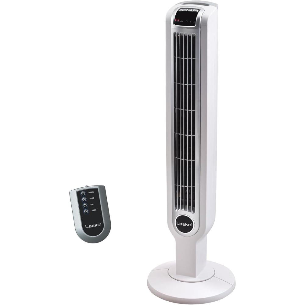 image:imageLasko Oscillating Tower Fan with Remote Control 3 Quiet Speeds Timer for Bedroom Kitchen Office Use Black 36 2511White