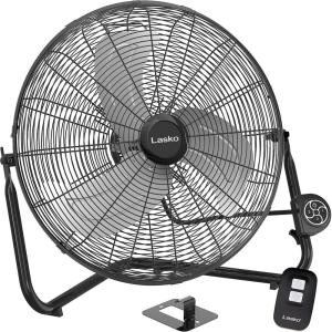 Lasko 20″ Black High Velocity Wall Mount Fan with Pivoting Head – 3 Speeds, Remote Control, Ideal Wall Mount Fan or Floor Fan for Home, Garage, Attic, H20660(Black)