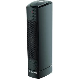 Lasko Oscillating Ceramic Slim Tower Desktop Space Heater for Home with Thermostat and 2 Speeds, 14 Inches, Black, 1500W, CT14101
