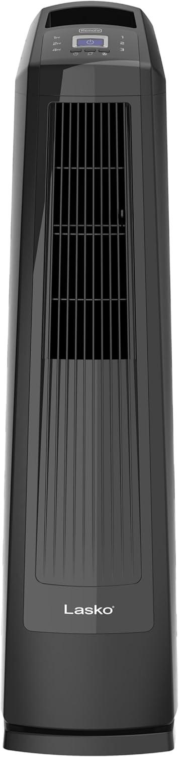 image:imageLasko High Velocity Oscillating Tower Fan 3 Powerful Speeds Timer Adjustable Directional Louvers Remote Control For Bedroom Basement Garage Use Black 35 U35122