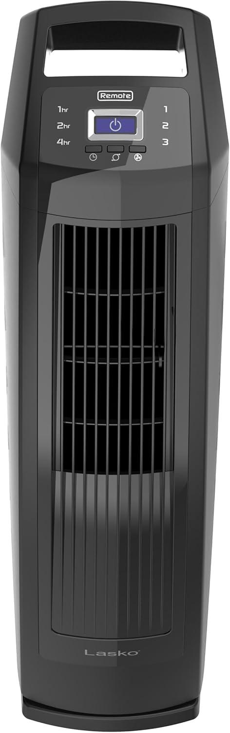 image:imageLasko High Velocity Oscillating Tower Fan 3 Powerful Speeds Timer Adjustable Directional Louvers Remote Control For Bedroom Basement Garage Use Black 35 U35122