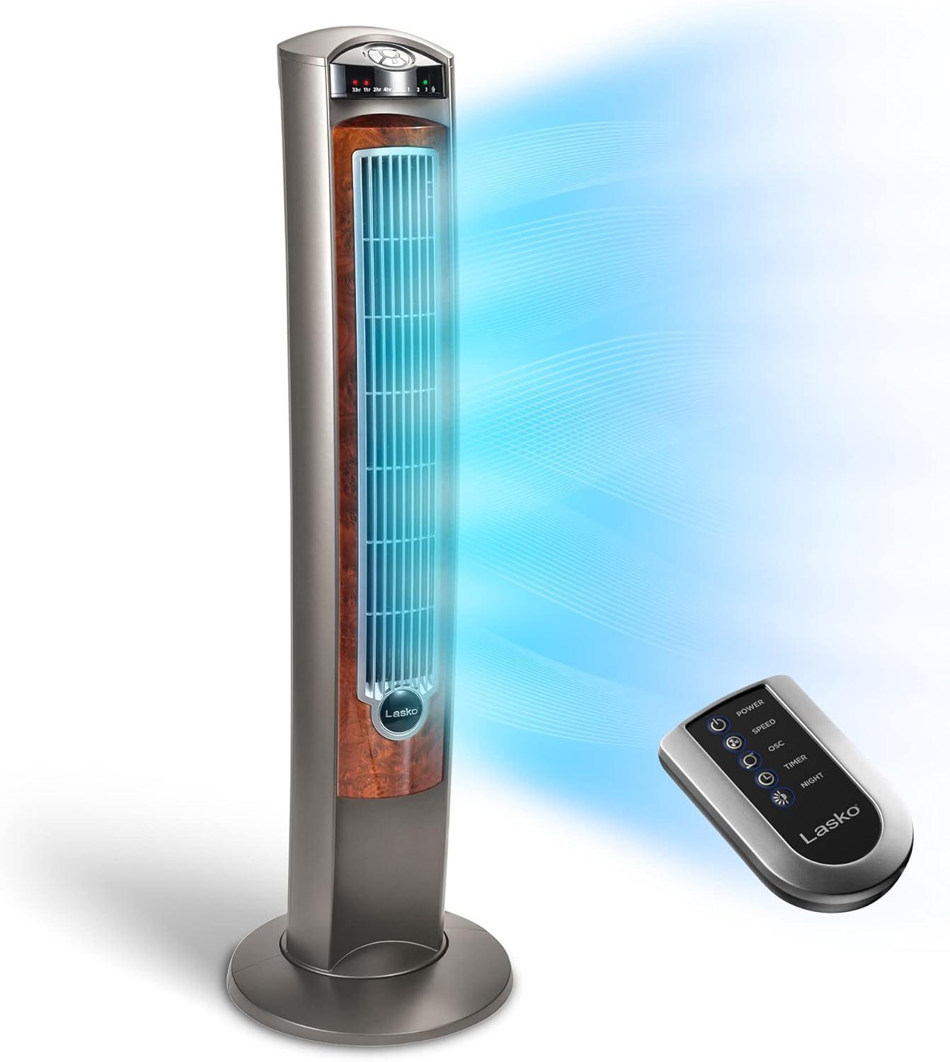 image:imageLasko Oscillating Tower Fan Remote Control Timer 4 Quiet Speeds for Bedroom Home Office and Kitchen 38 White T38400 amp Oscillating Tower Fan 3 Quiet Speeds 425 Silverwood T42954