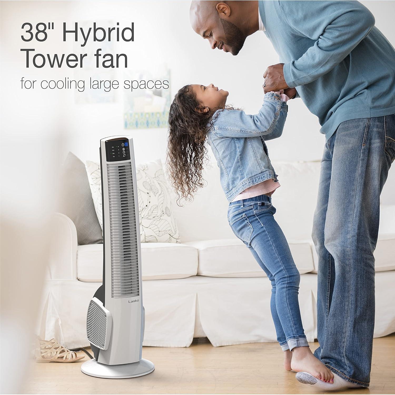 image:imageLasko Oscillating Tower Fan Remote Control Timer 4 Quiet Speeds for Bedroom Home Office and Kitchen 38 White T38400 amp Oscillating Tower Fan 3 Quiet Speeds 425 Silverwood T42954