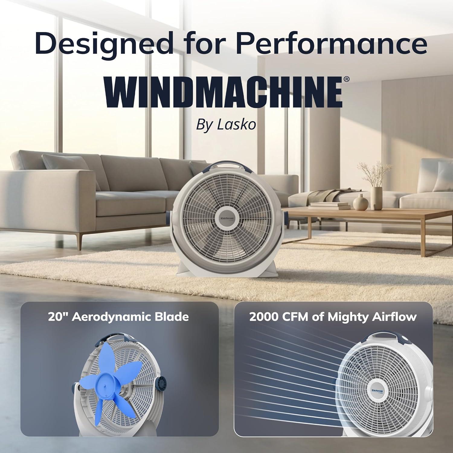 image:imageLasko WINDMACHINE 20 High Velocity Floor Fan with 3 Speeds 360 Directional Airflow Portable Air Circulator Fan for Home Garage amp Workshop Fully Assembled Gray 3301