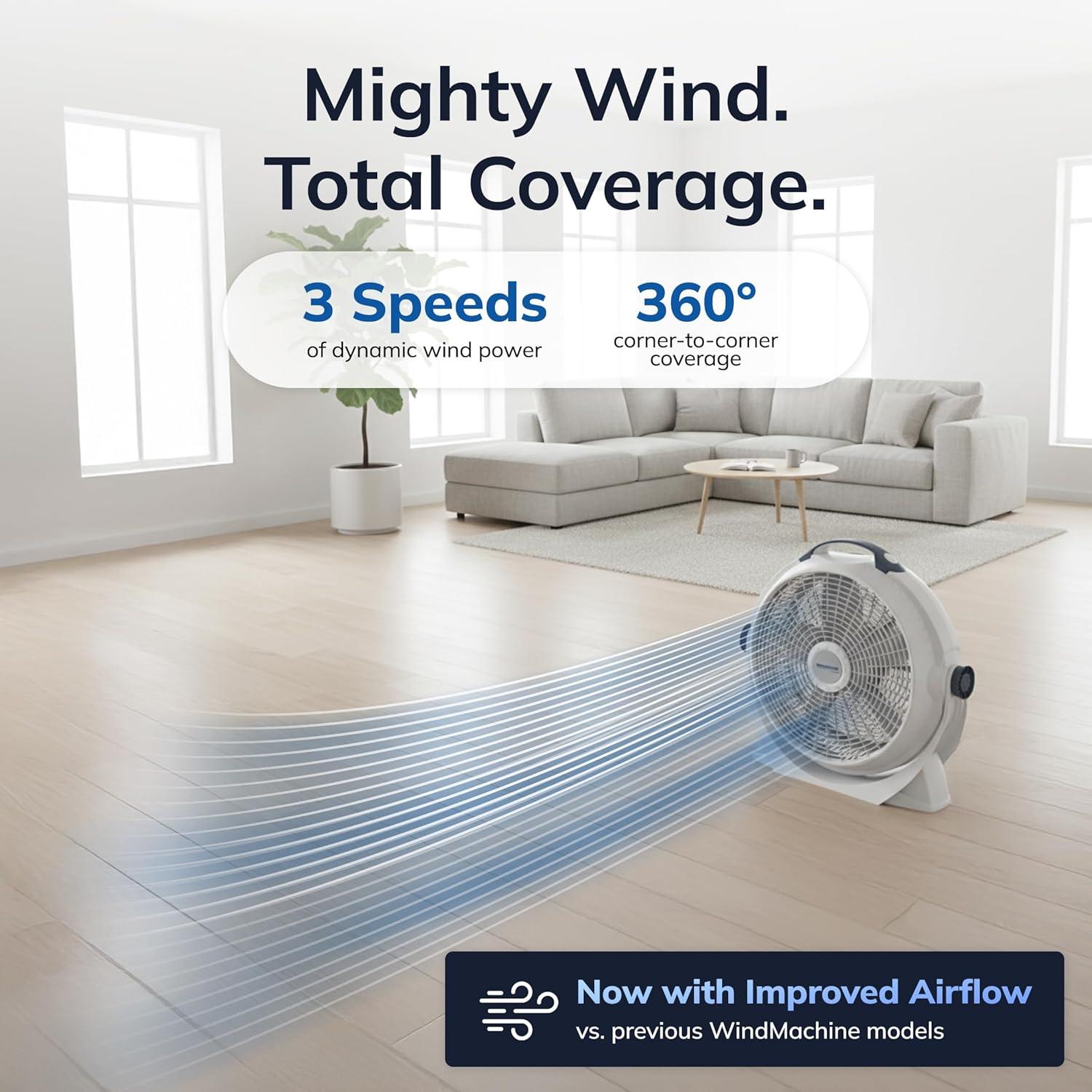 image:imageLasko WINDMACHINE 20 High Velocity Floor Fan with 3 Speeds 360 Directional Airflow Portable Air Circulator Fan for Home Garage amp Workshop Fully Assembled Gray 3301