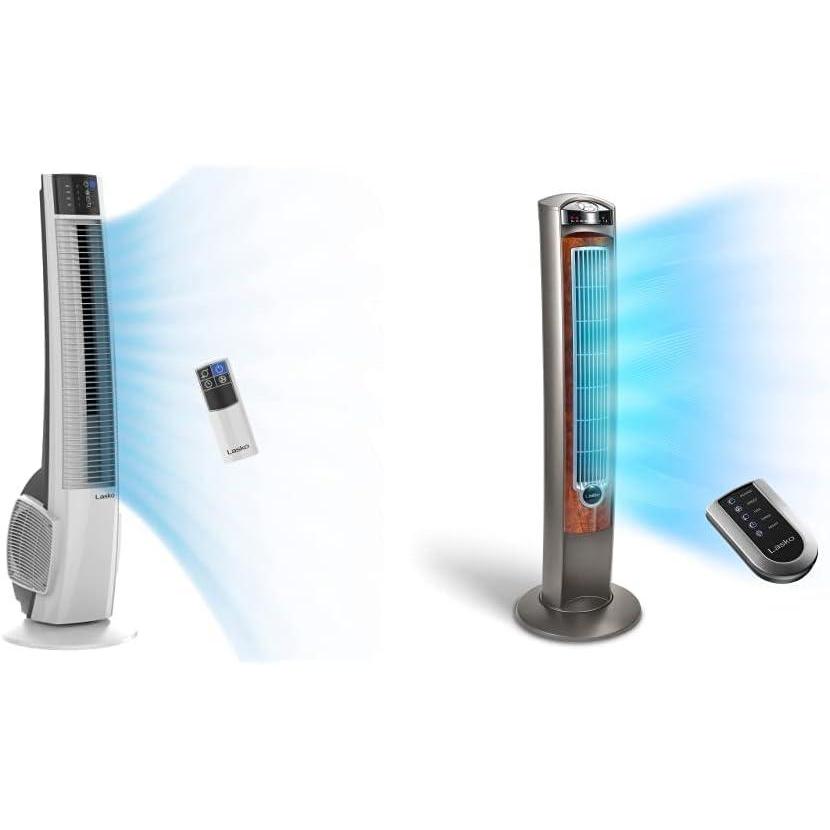 image:imageLasko Oscillating Tower Fan Remote Control Timer 4 Quiet Speeds for Bedroom Home Office and Kitchen 38 White T38400 amp Oscillating Tower Fan 3 Quiet Speeds 425 Silverwood T42954