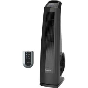 Lasko High Velocity Oscillating Tower Fan, 3 Powerful Speeds, Timer, Adjustable Directional Louvers, Remote Control, For Bedroom, Basement, Garage Use, Black, 35″, U35122