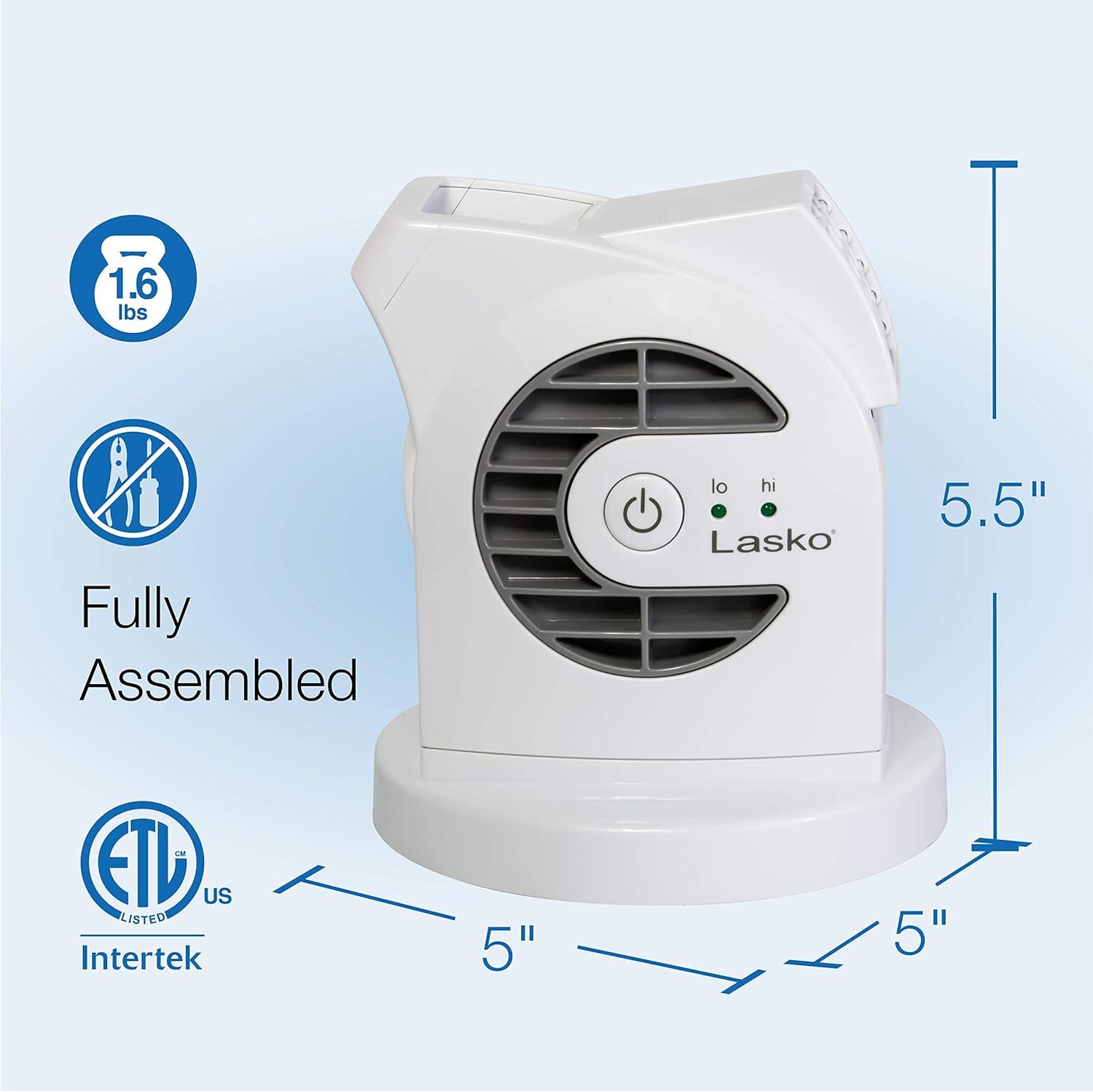 image:imageLasko MyCool D300 Mini USB Desk Fan with 40in USB Cable and Bonus AC Adapter Small Quiet Portable Personal 2Speed Fans for Staying Cool at Home Work Office Dorm Car and Travel WhiteWhite