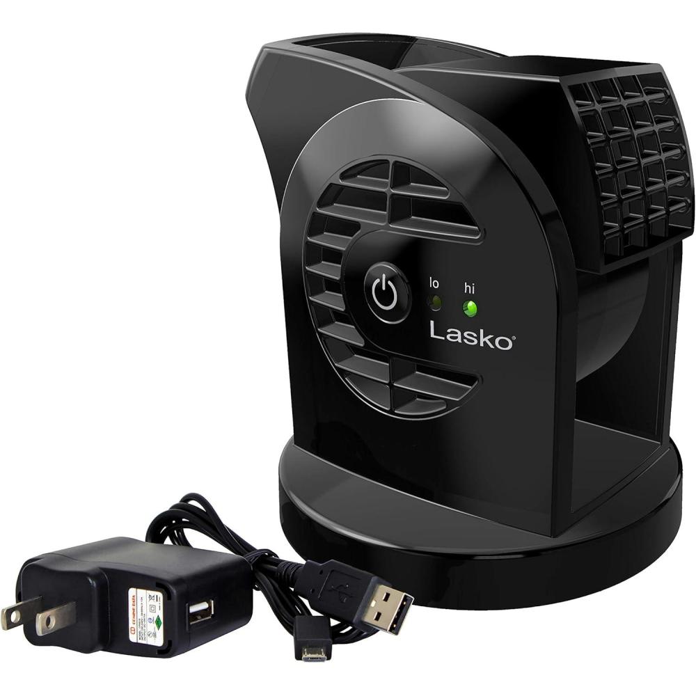image:imageLasko MyCool D300 Mini USB Desk Fan with 40in USB Cable and Bonus AC Adapter Small Quiet Portable Personal 2Speed Fans for Staying Cool at Home Work Office Dorm Car and Travel WhiteBlack