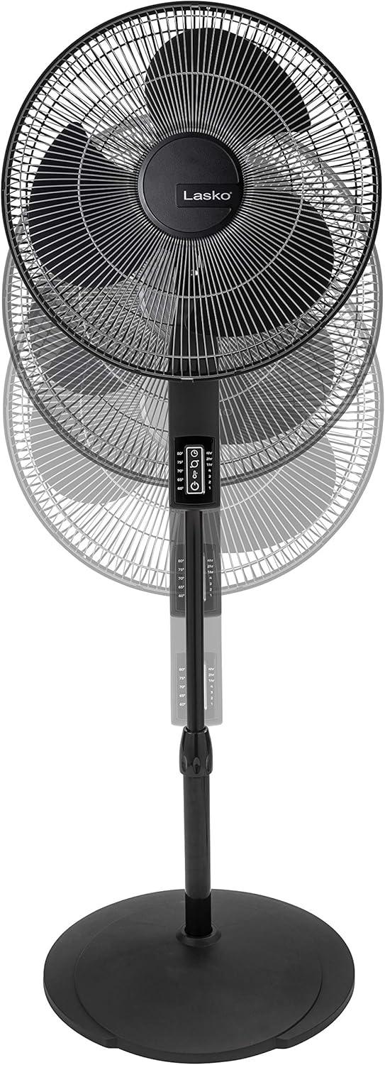 image:imageLasko Oscillating Pedestal Fan Thermostat Adjustable Height Remote Control Timer 4 Speeds for Bedroom Living Room Office amp Dorm 16 White S16614Black 16612